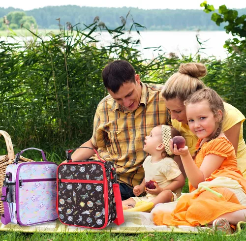 Vista 5 de Bolsa de almuerzo aislada para niños, bolsas de picnic térmicas con correa ajustable para adultos, niños, mujeres, hombres, niños y niñas
