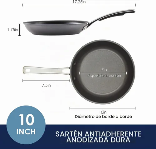 Vista 4 de Rachael Ray Cook + Create Sartén para Freír Anodizada Dura Antiadherente, 10 Pulgadas - Negro