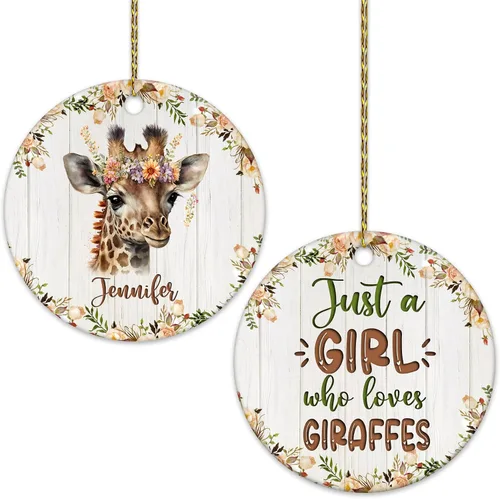 Vista 14 de Hyturtle Adorno de Navidad personalizado para amantes del panda rojo, adorno de cerámica con nombre personalizado de Just A Girl Who Loves Red