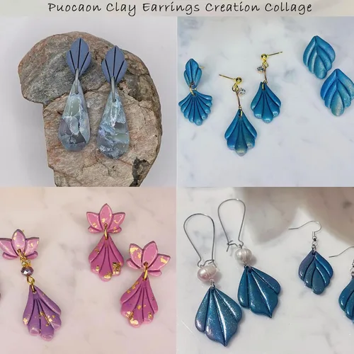 Vista 4 de Puocaon Cortadores de aretes de arcilla básica, 21 piezas de cortadores de arcilla polimérica, juego de cortadores de joyas de arcilla geométrica