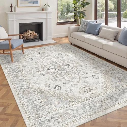 Vista 54 de befbee - Alfombra para sala de estar, lavable y resistente a manchas, con base antideslizante, ideal para dormitorio y cocina, decoración clásica