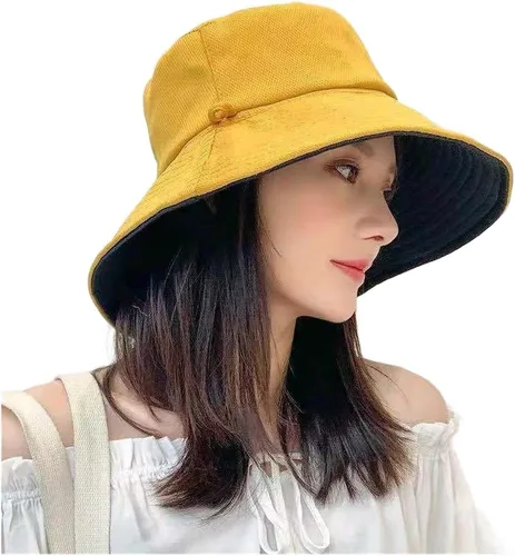 Vista 6 de Women's Wide Brim Fisherman Hat UV Protection Foldable Adjustable Sun Beige