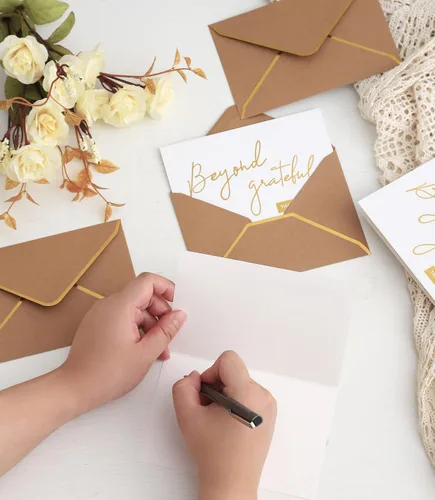 Vista 6 de Winoo Design Gold Beyond Grateful - Tarjetas de agradecimiento con sobres, 36 unidades, notas de agradecimiento con papel dorado en relieve de 4 x 6