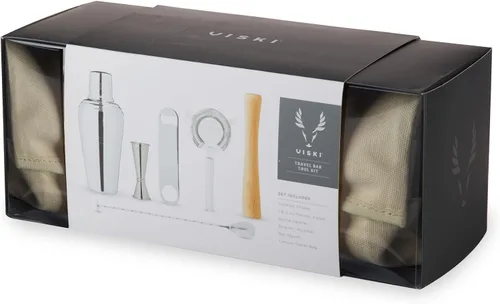 Vista 8 de Viski Juego de 6 piezas de barman de viaje, mezcladores de bebidas para cócteles, artículos esenciales de regalo: coctelera clásica de zapatero