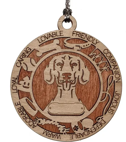 Vista 123 de Adorno de Navidad personalizado para perro Cavalier King Charles Spaniel, redondo de 3 pulgadas, madera cortada con láser de 2 capas, nombre y texto