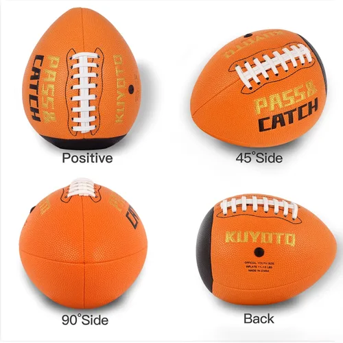 Vista 6 de KUYOTQ PassCatch Training Football, Kids Size 6(Ages 5-10) Youth Size 7(Ages 8-13) Official Size 9(Ages 13+) Fatherless Bounce Back Composite Naranja