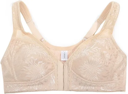 Vista 6 de TELIMUSSTO Sujetador de cierre frontal para mujer, cobertura completa, soporte de espalda, brasier de postura sin varillas, espalda cruzada