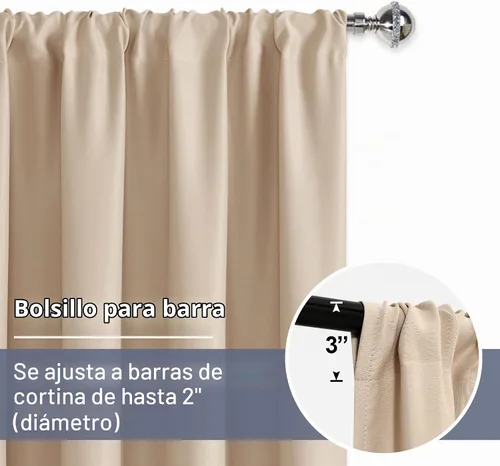 Vista 5 de JIUZHEN Cortinas opacas para dormitorio, con aislamiento térmico y bolsillo para barra, cortinas para sala de estar, juego de 2 paneles de 38 x 45