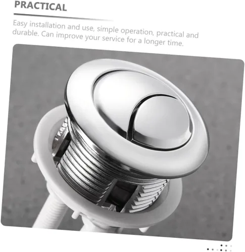 Vista 2 de 3 unids doble empuje inodoro botones de descarga forma accesorios de baño para reemplazo de tanque de inodoro