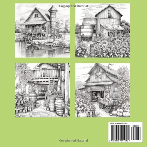 Vista 2 de Country Farm and Cozy Farmhouses An Adult Coloring Book Featuring Beautiful Flowers, Gardens, Relaxing Farm Scenes, and Country Life