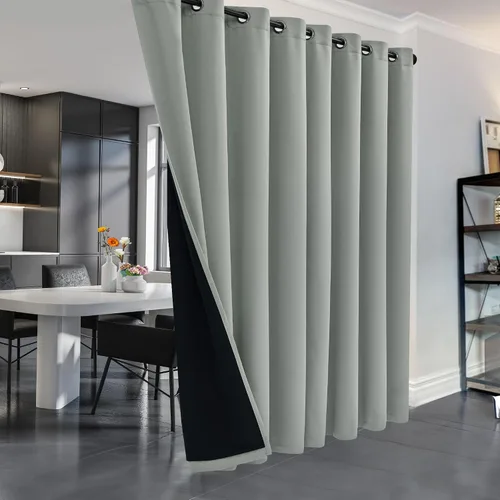 Vista 272 de Deconovo Cortinas opacas 100% con forro negro, cortinas con ojales aisladas térmicamente que reducen el ruido, doble capa para oscurecer