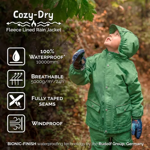 Vista 4 de JAN & JUL Chaqueta impermeable acogedora para niños con forro polar