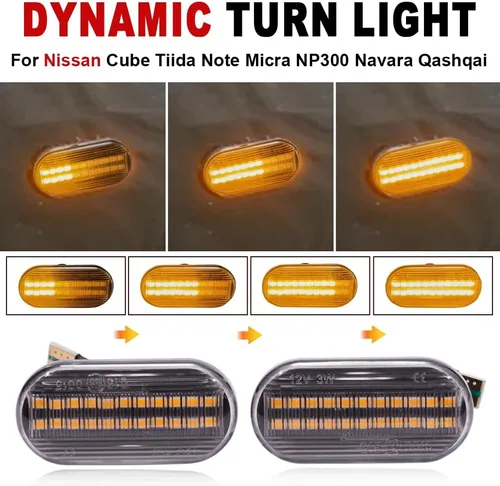 Vista 3 de 2 unids dinámicas LED luces de marcador lateral 12 V fluye luz de señal de giro montaje para Nissan Qashqai J10 Micra C Frontier D40 Navara Versa