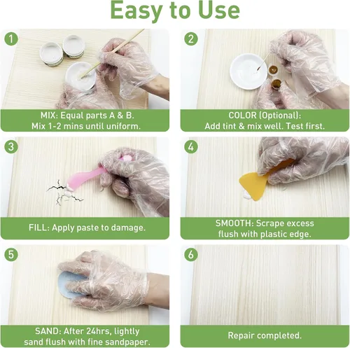 Vista 5 de Kit de reparación superficial PIBEIBUK para bañeras, azulejos, encimeras - Corrige esquirlas, grietas, arañazos, agujeros