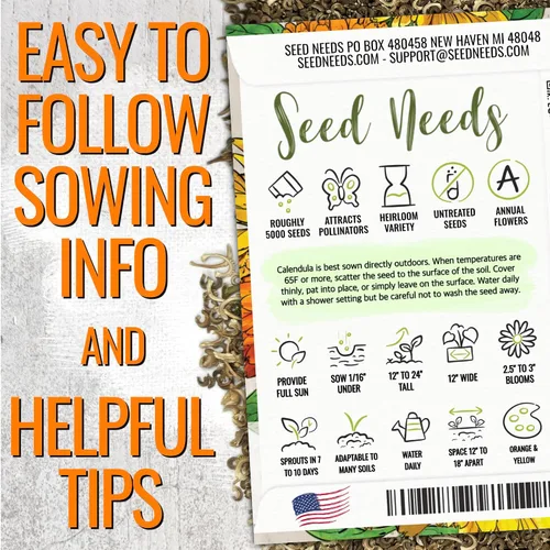 Vista 2 de Seed Needs semillas de Caléndula Pacific Beauty Mix más de 5,000 semillas Calendula Officinalis no modificadas genéticas anuales grandes flores