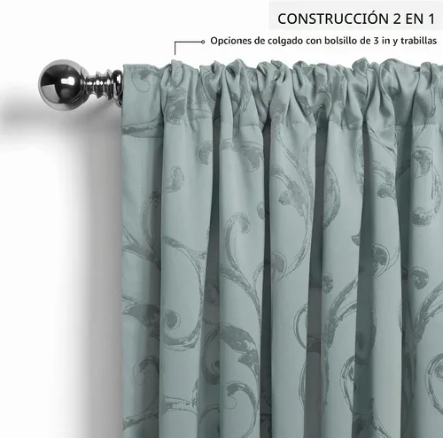 Vista 3 de Elrene Home Fashions Mia - Cortina opaca para ventana de jacquard, 52 x 84 pulgadas (1 panel), color azul