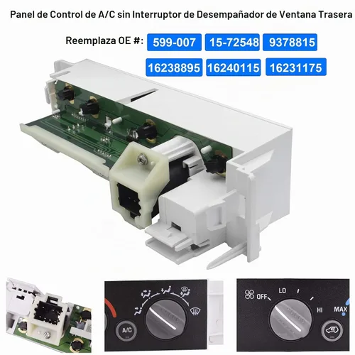 Vista 2 de 9378815 15-72548 599-007 Panel de Control del Calentador AC Módulo de Control del Clima Interruptor Sin Desempañador de Ventana Trasera
