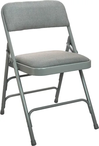 Vista 6 de EMMA + OLIVER Paquete de 2 sillas plegables de metal acolchado gris con asiento de tela