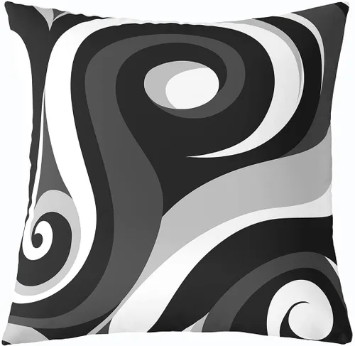 Vista 9 de Funda de almohada moderna con estampado de líneas geométricas de doble cara de 16 x 16 pulgadas, funda de almohada cuadrada suave con remolinos