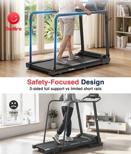 Vista 3 de Redliro Backwards Treadmill for Seniors with Long Handrails - 0.3 MPH Start