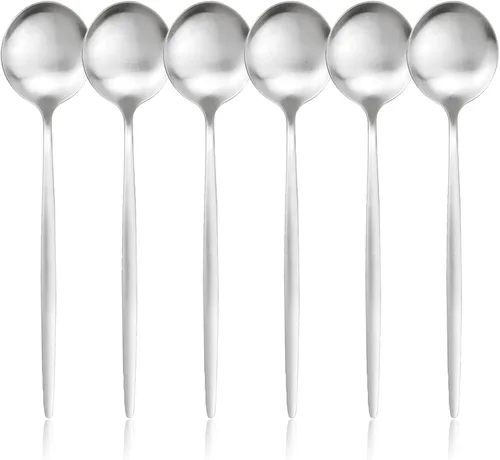 Vista 18 de Juego de 6 tenedores de postre de acero inoxidable de 3 dientes, juego de tenedores para frutas y tartas, 5.31 pulgadas, color plateado