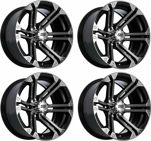 Vista 15 de GTW Specter - Rueda de carrito de golf de aluminio de 10 pulgadas Mecanizado plata/negro