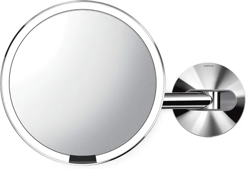 Vista 3 de simplehuman Espejo Sensor, Espejo de Maquillaje de Montaje en Pared con Luz, 8" Redondo Iluminado con Aumento (5X), Cableado Fijo, Brazo Giratorio