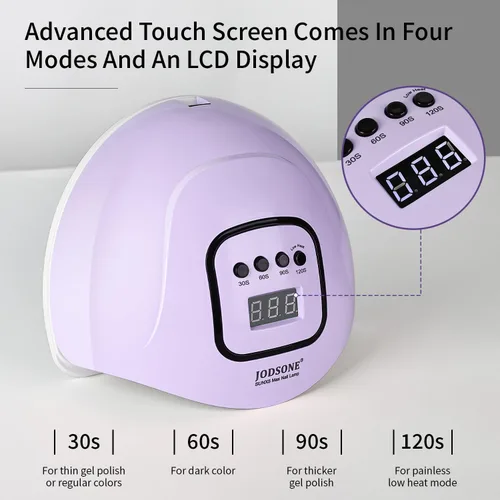 Vista 2 de JODSONE Lámpara de uñas LED U V, secador de uñas para esmalte de gel con luz LED con sensor automático y 4 temporizadores, color morado