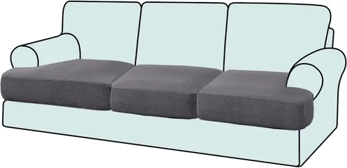 Vista 24 de Funda elástica para sillón con cojín en forma de T, funda de cojín individual para cojín de silla en forma de T, protector de tela jacquard gruesa