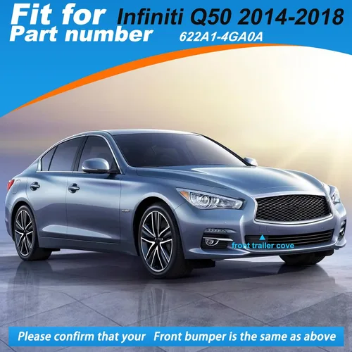 Vista 2 de Tapa de gancho de remolque para parachoques delantero, ojal de remolque para Infiniti Q50 2014 2015 2016 2017 2018 622A1-4GA0A Cubierta de remolque