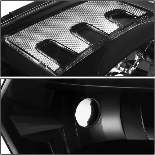 Vista 3 de DNA Motoring HL-OH-DR09QUA-BK-CL1 Reemplazo de faros delanteros de carcasa negra compatible con 10-18 Ram 1500-5500, compatible con modelos de faros