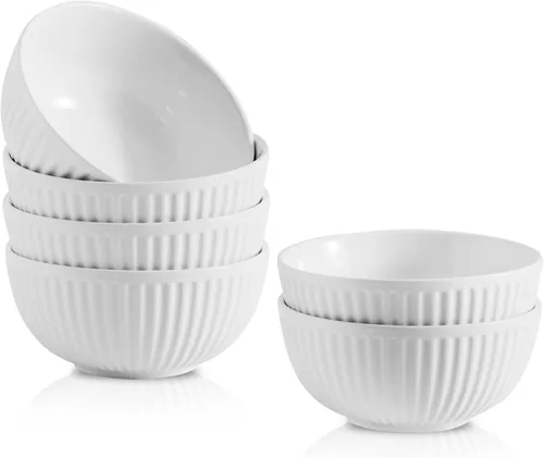 Vista 18 de HASENSE Juego de 3 cuencos pequeños de mezcla, cuencos de porcelana acanalados negros de 1.5/1/0.5 cuartos de galón para cocina, cocción, horneado