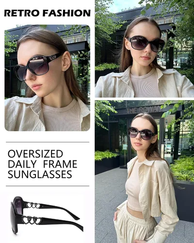 Vista 2 de Pro Acme Gafas de sol redondas de moda para mujer, con marco de moda, protección UV400