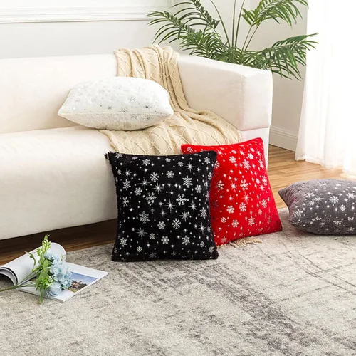 Vista 4 de MOJUN Fundas de almohada de Navidad, paquete de 2 fundas de almohada decorativas suaves y bonitas con fundas de almohada impresas con purpurina