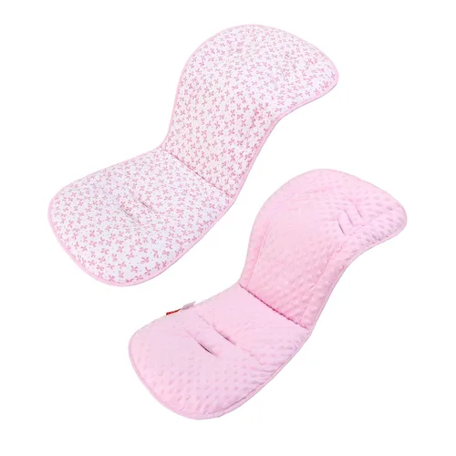 Vista 13 de Cojín para cochecito de bebé, suave Minky punteado e impreso, reversible, universal, transpirable y suave, inserto de asiento de automóvil infantil