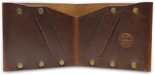 Vista 5 de Billetera delgada y plegable, billetera de cuero, carteras hechas a mano para hombres - #2, Marrón, Minimalista