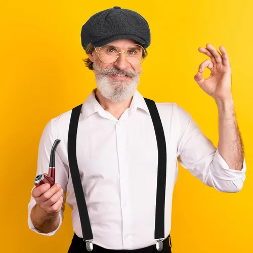 Vista 5 de Boyiee Disfraz de detective de 8 piezas para adulto, disfraz de hombre de 100 días de escuela, juego de accesorios para hombre de los años 20