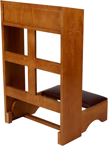 Vista 4 de CB Church Supply - Rodillera acolchada plegable de arce macizo con cruz, Madera - Arce