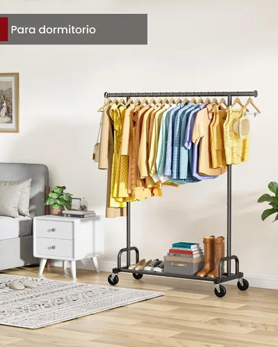 Vista 7 de Sakugi Perchero de Ropa - Percheros de Ropa de Gran Capacidad para Colgar Ropa con Ruedas con Cerradura, Perchero de Metal que Ahorra Espacio