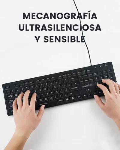 Vista 5 de Perixx PERIBOARD-317ES un teclado con Cable y retroiluminado LED, QWERTY