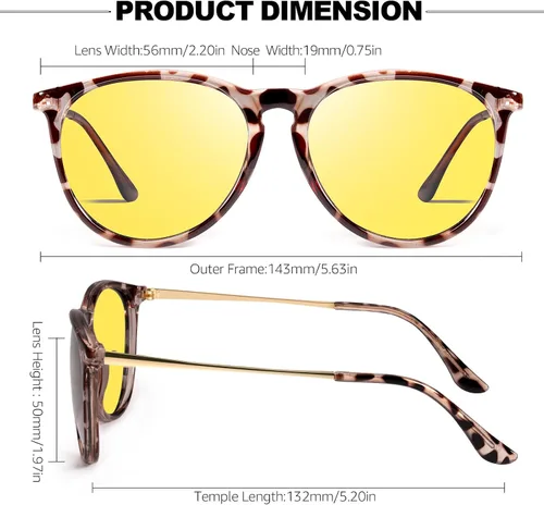 Vista 4 de IGnaef Gafas de visión nocturna antirreflejo para conducir polarizado amarillo gafas nocturnas UV400 protección IF8859