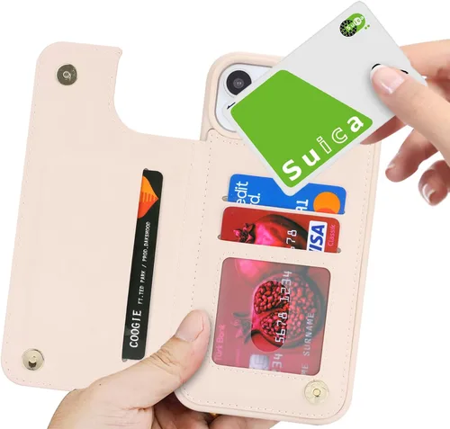 Vista 9 de iCoverCase Funda protectora de piel sintética compatible con iPhone 14 Plus con tarjetero, para mujeres y hombres, bloqueo RFID, funda protectora
