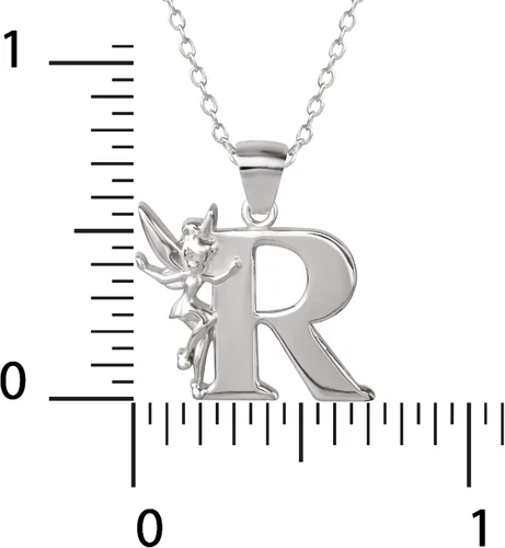 Vista 4 de Disney Collar con colgante de plata con inicial Tinkerbell