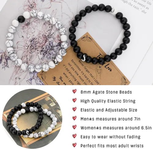 Vista 5 de Regalos románticos de aniversario para mujeres y hombres, pulseras a juego regalos para parejas, novio, novia, mi amor, prometido, recién casado