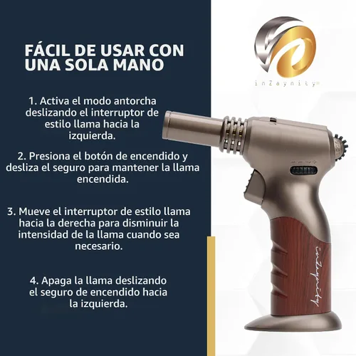 Vista 8 de Antorcha de Butano de Doble Llama - Soplete de Mano Recargable para Cocinar, Soldar y Arte de Resina con Llama Ajustable y Bloqueo de Encendido
