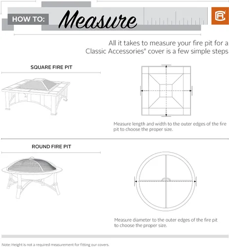 Vista 8 de Classic Accessories Cubierta cuadrada resistente al agua para hoguera de 36 pulgadas, cobertura completa, cubiertas para muebles de patio