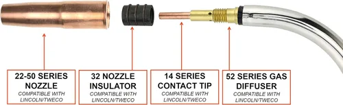 Vista 3 de SÜA - Antorcha MIG de 250 amperios compatible con Lincoln/Tweco - Cable de 12 pies - Conector de señal de dos pines
