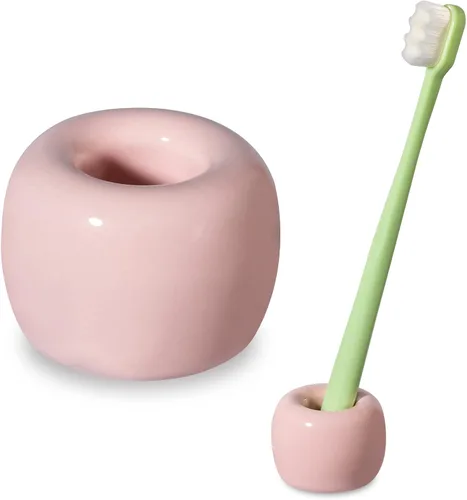 Vista 11 de Urbanstrive - Soporte para cepillo de dientes de cerámicas mini elegante para encimeras de mueble de baño (1 paquete, blanco)