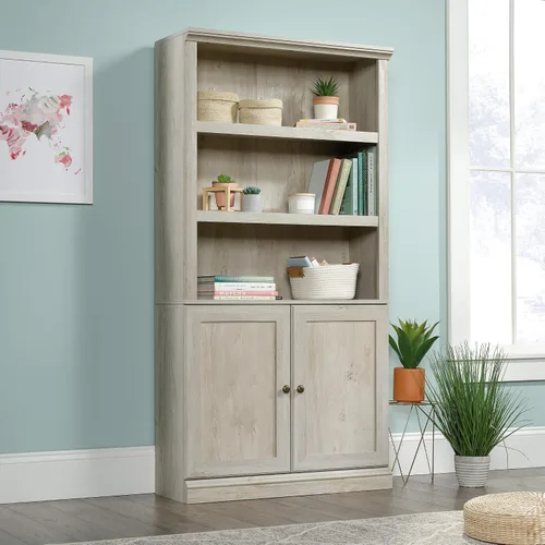 Vista 2 de Sauder Estantería de Almacenamiento Misceláneo con Puertas, Estantes Ajustables, Estantería de 5 Estantes - Acabado Castaño Tizado Chalked Chestnut