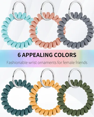 Vista 3 de Uniclife Llavero de pulsera de plástico flexible con espiral de resorte con llavero plateado